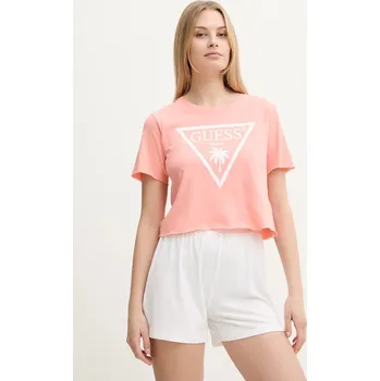 Bavlněné tričko Guess oranžová barva E02I01.JA914 32X, vel. S