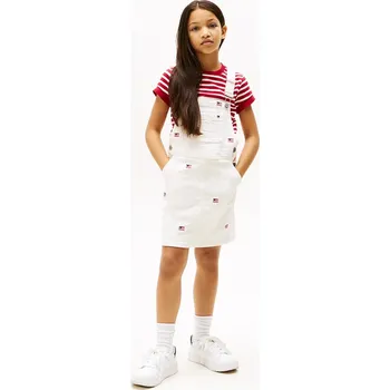 Dívčí šaty Dětské bavlněné šaty Tommy Hilfiger KG0KG08490.98.122.PPYA bílá 00X, vel. 104
