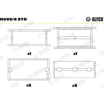 Kliková hřídel Hlavní ložiska klikového hřídele GLYCO H095/6 STD