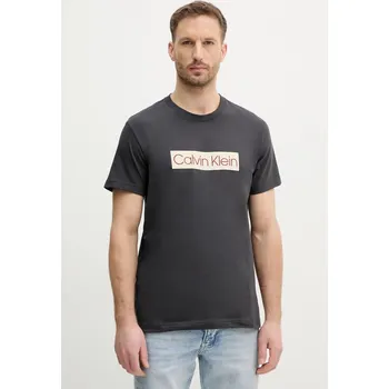 Pánské tričko Bavlněné tričko Calvin Klein Jeans šedá barva, s potiskem, J30J327472 90Y, vel. XL