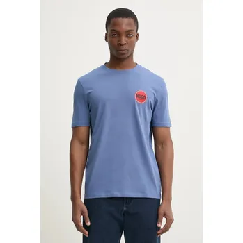 Pánské tričko Bavlněné tričko HUGO modrá barva, s potiskem, 50530641 95X, vel. M