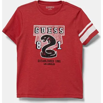 Dětské bavlněné tričko Guess červená barva, s aplikací, L5RI06 K6XN4 L5RI06.K6XN4.PPYA 33X, vel. 122-125