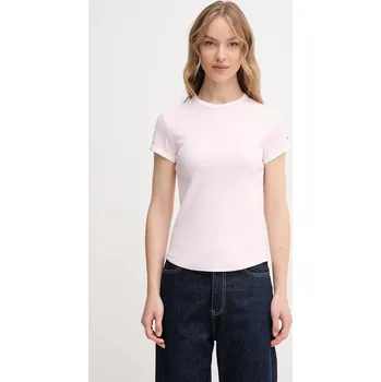 Bavlněné tričko Tommy Hilfiger WW0WW44581 růžová 30X, vel. XL