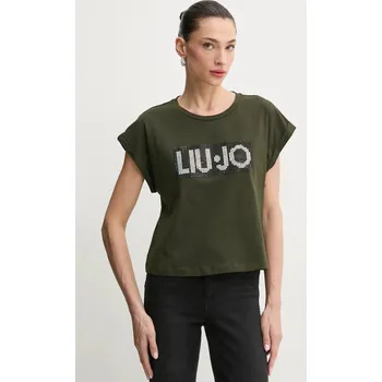 Pánské tričko Bavlněné tričko Liu Jo zelená barva, VA5151.JS923 87X, vel. S
