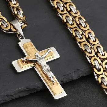 Náhrdelník IZMAEL Pánský náhrdelník RE 38899 Zlatá/Stříbrná/70cm/2. jakost KP38899