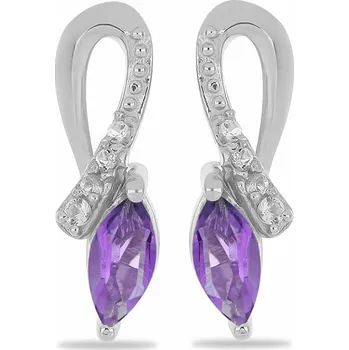 Náušnice Náušnice stříbrné s broušenými africkými ametysty a zirkony Ag 925 031091 AFAM 1,4 cm, 2 g