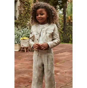 Dívčí kalhoty Kalhoty s lněnou směsí pro děti Mayoral 3551.6A.Mini.PPYA béžová 12X, vel. 128