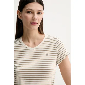 Pánské tričko Bavlněné tričko G-Star Stripe eyben slim v t 2.0 D24533.D244 béžová 08X, vel. M