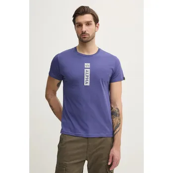 Pánské tričko Bavlněné tričko Alpha Industries fialová barva, s potiskem, 146509 48X, vel. XXL