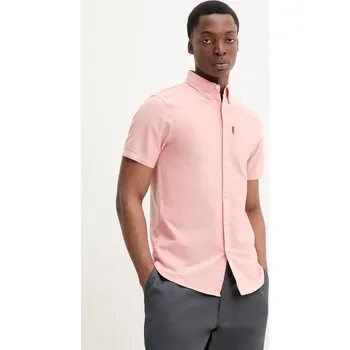 Pánská košile Bavlněná košile Superdry oranžová barva, regular, s límečkem button-down, M4010944A-F5M M4010944A.F5M 03A, vel. L