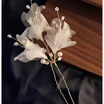 Souprava šperků B-TOP Vlásenka Flower - zlatá/ bílá