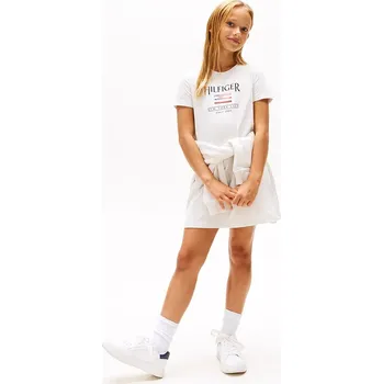 Dámské šaty Dětské bavlněné šaty Tommy Hilfiger bílá barva, mini, KG0KG08563 KG0KG08563.128.176.PPYA 00X, vel. 164