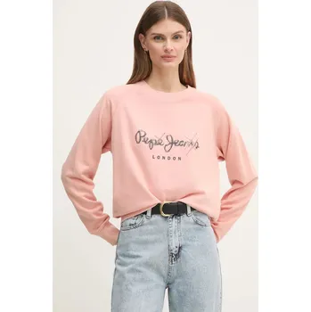 Dámská mikina Mikina Pepe Jeans LUPITA dámská, růžová barva, s potiskem, PL581467 39X, vel. M