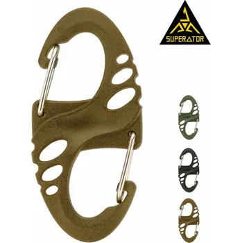 turistický batoh SUPERATOR Dvojitá plastová karabina S-Hook (S-biner) – lehká MOLLE příchytka Barva: Khaki | skladem v ČR | rychlé odeslání | lehké uchycení výstroje | ne pro lezení |