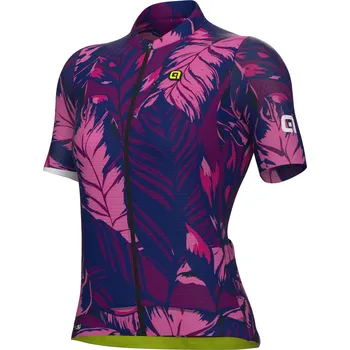 cyklistický dres ALÉ - dámský dres LEAF PR-S růžová/fialová S