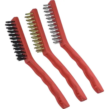 Drátěný kartáč Sada kartáčů 3 ks, 3řadé, 225 mm, rukojeť plast DEDRA 2001P71