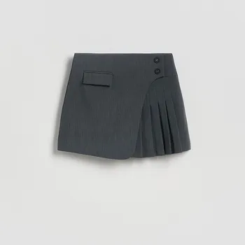 Dámská sukně Reserved - Mini sukně s plisováním - tmavě šedá - 700EH-90M - 700EH-90M-S