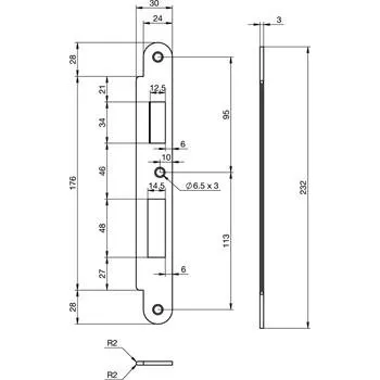 Protiplech EA 327 pro elektrické vícebodové zámky, 232x30x3 mm