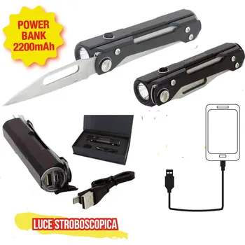 Svítilna NUTICHE Nabíjecí LED svítilna s Power bankou a nožem