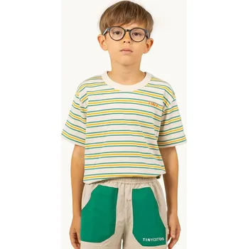 Chlapecké tričko Dětské bavlněné tričko Tinycottons STRIPES MULTICOLOR TEE SS25.122 béžová 01X, vel. 104