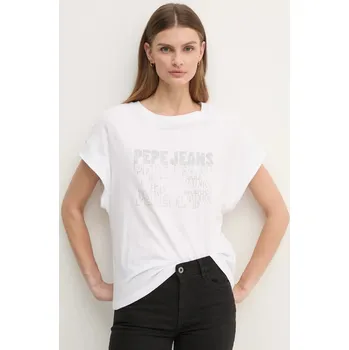 Dámské tričko Bavlněné tričko Pepe Jeans LIRA bílá barva, PL505996 00X, vel. S