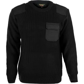 Pánský svetr Svetr pletený ke krku s aplikacemi, černý Z0060 Barva: Černá, Velikost: 4XL