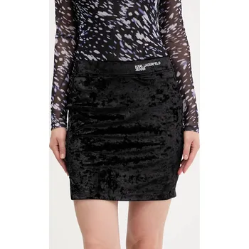 Dámská sukně Velurová sukně Karl Lagerfeld Jeans černá barva, mini, A4W12003 99X, vel. M