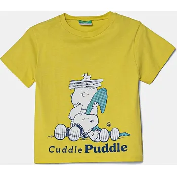 Chlapecké tričko Dětské bavlněné tričko United Colors of Benetton 3X1SG10IB.P.Seasonal zelená 71X, vel. 104