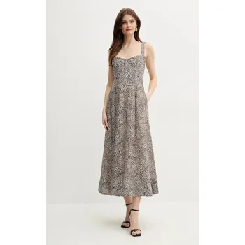 Dámské šaty Šaty s příměsí lnu Bardot LILAH 58546DB9 béžová 01X, vel. XS