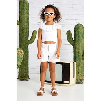 Dívčí kraťasy Dětské bavlněné šortky Mayoral bílá barva, hladké, 3205 3205.6J.Mini.PPYA 00X, vel. 104