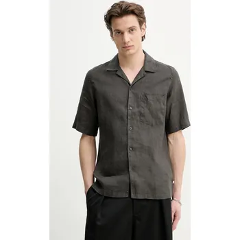 Pánská košile Lněná košile Samsoe Samsoe OSCAR M23100038 šedá 90X, vel. L