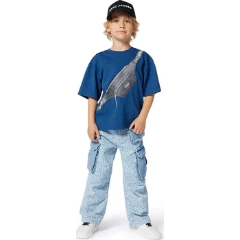 Chlapecké tričko Dětské bavlněné tričko Marc Jacobs modrá barva, s potiskem, W60453 W60453.156 57X, vel. 156