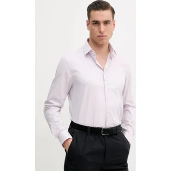 Pánská košile Košile Calvin Klein pánská, růžová barva, slim, s klasickým límcem, K10K114298 04X, vel. 40