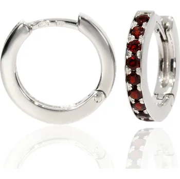 Náušnice Zlatnictví Helios Zlaté kroužky s Granáty