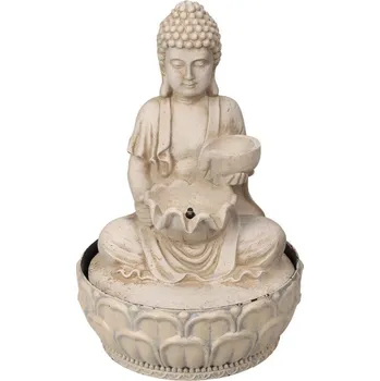 Homestyling Fontána pokojová s LED osvětlením 29 cm Budha béžová