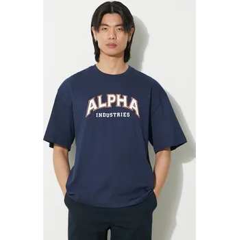 Pánské tričko Bavlněné tričko Alpha Industries College 146501 námořnická modř 59X, vel. M