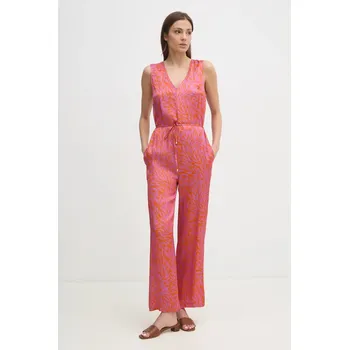 Dámský overall Overal La Petite Française COLETTE oranžová barva, s výstřihem do v, COLETTE PFCOLETTE 23X, vel. 40