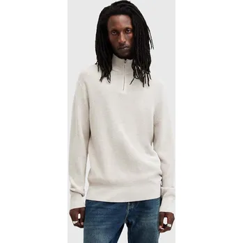 Pánský svetr Svetr z vlněné směsi AllSaints ASPEN pánský, šedá barva, s golfem, M090KB 01A, vel. XXL