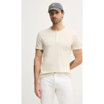 Pánské tričko Bavlněné tričko Sisley 3WF0S1009 béžová 01B, vel. L