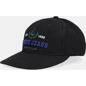 Čepice Bavlněná baseballová čepice Tommy Jeans černá barva, s aplikací, AM0AM13290 99X, vel. ONE SIZE