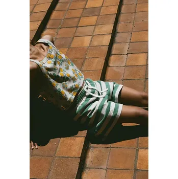 Chlapecké kraťasy Dětské bavlněné šortky Tinycottons STRIPES SHORT SS25.115 zelená 77X, vel. 92