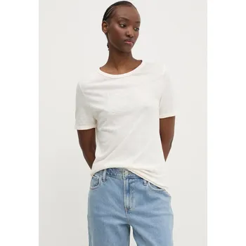 Bavlněné tričko Tommy Jeans DW0DW20366 béžová 01X, vel. XL