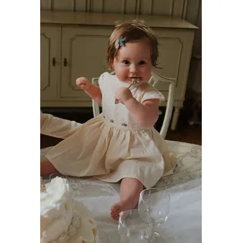 Dámské šaty Dětské bavlněné šaty Konges Sløjd CELEBRATION AALIYAH BABY SET GOTS KS103577 béžová 01X, vel. 68