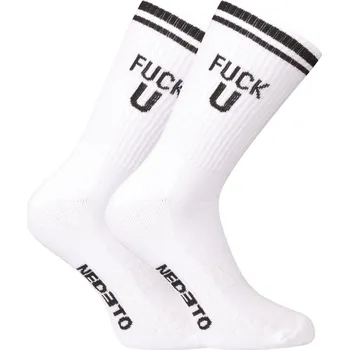 Pánské oblečení Ponožky Nedeto sportovní vysoké Fxck U bílé (1NOBT9) M Možnost vrácení zboží ZDARMA do 120 dnů!