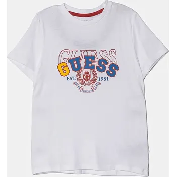 Chlapecké tričko Dětské bavlněné tričko Guess bílá barva, s potiskem, N5RI00 K8HM4 N5RI00.K8HM4.PPYA 00X, vel. 113-118