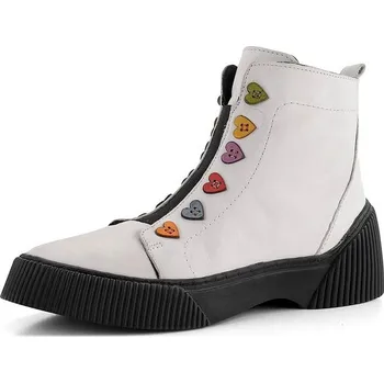 Dámské kozačky Karyoka dámský kotník s barevnými knoflíky White 3143-500 - 37 | P680612