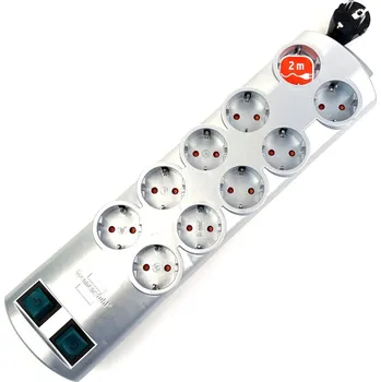 Prodlužovací kabel Brennenstuhl PRIMERA 10 zásuvek 16A stříbrný - 2 m - SCHUKO