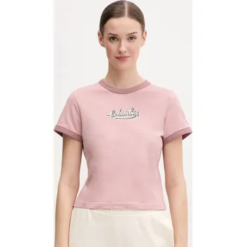 Pánské oblečení Bavlněné tričko Columbia Rolling Bend 2120001 růžová 34X, vel. M