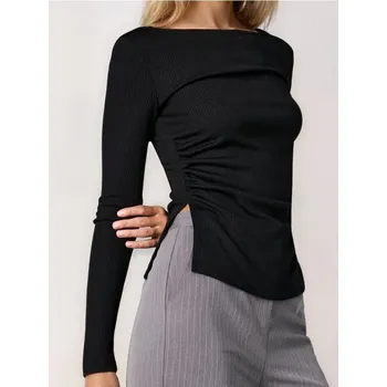 Dámské oblečení Sinsay - Žebrovaná halenka - černá - 756EU-99X - 756EU-99X-S