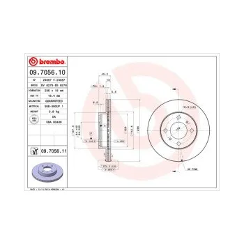 Brzdový kotouč BREMBO 09.7056.11 Brzdový kotouč Doprava Zdarma! Brembo UV-COATED Tři inovace v jednom UV ochrana lesklý kovový efekt a úcta k životnímu prostředí tři mimořádné funkce brzdových kotoučů Brembo UV-COATED Hlavní výhody technologie